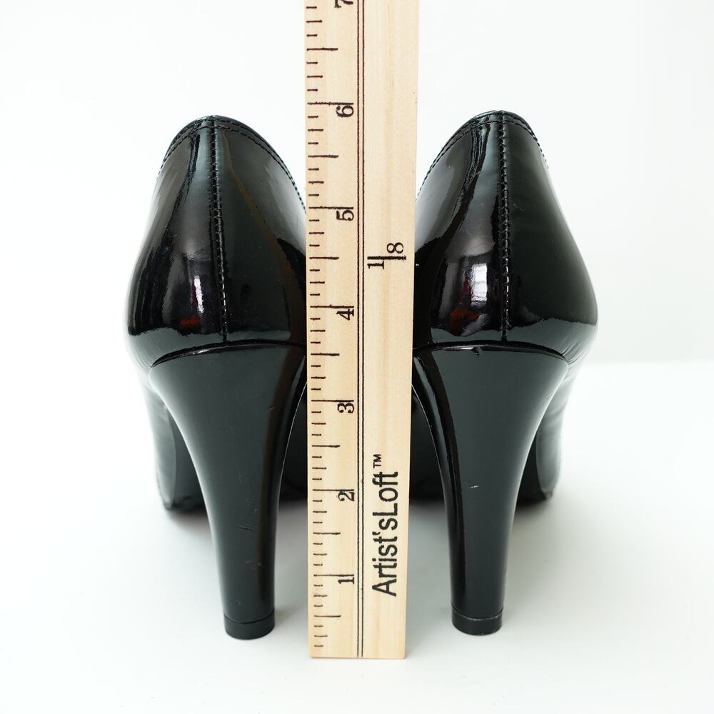 Antonio Melani Black Suede Patent Leather Heel Pump Booties Size 7.5 - Picture 7 of 9